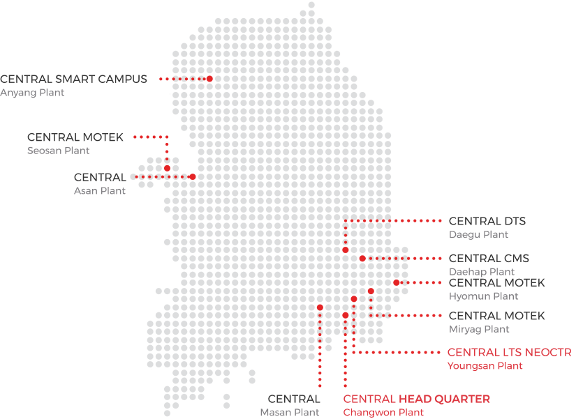 Карта заводов CTR в Корее